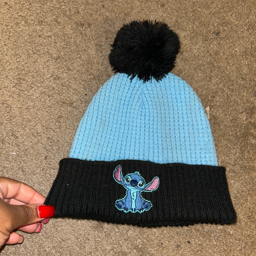 Disney Stitch Kids Beanie - Light Blue and Black